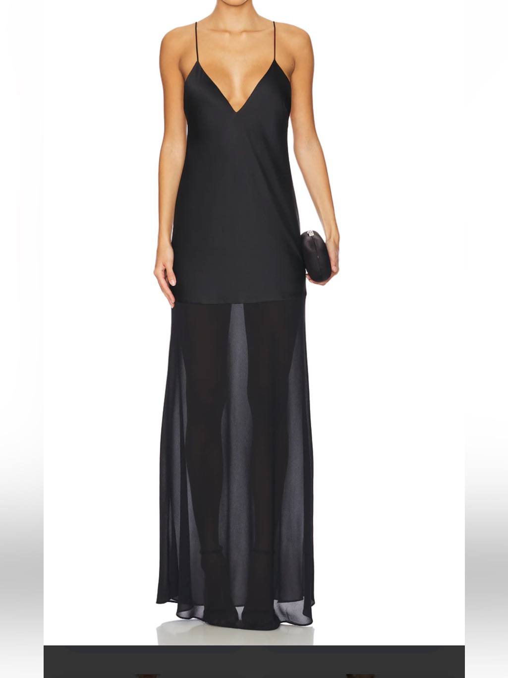 Ser.O.Ya Vienna Satin Black Sheer Maxi Dress